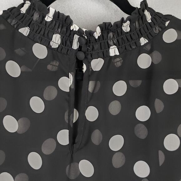 Torrid Size 2X Chiffon Polka Dot Blouse Black White Semi Sheer Office Casual‎ - Picture 11 of 11